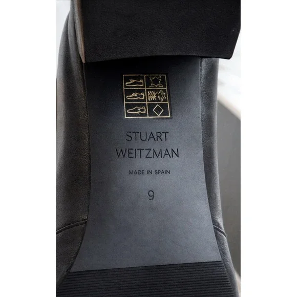 Stuart Weitzman Black Leather Ankle Boots Size 9 Pointed Toe Block Heel - Picture 6 of 7